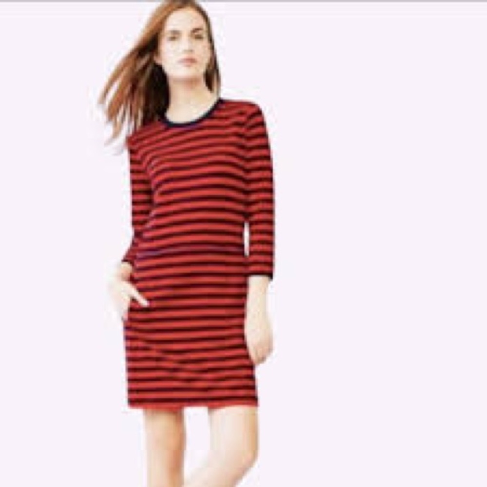 ❤️💙 Gap Women's Red/Blue 3/4 Sleeve Striped Dress, Sz Medium
